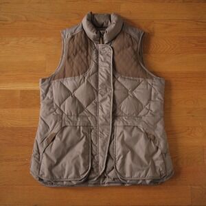 Eddie Bauer 1936 Skyliner Down Vest Mens Brown Plaid Quilted EB550 Fill Power